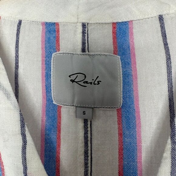 Rails Thea Tahiti Stripe Shirt Size S Cropped Tie Front - Picture 5 of 12
